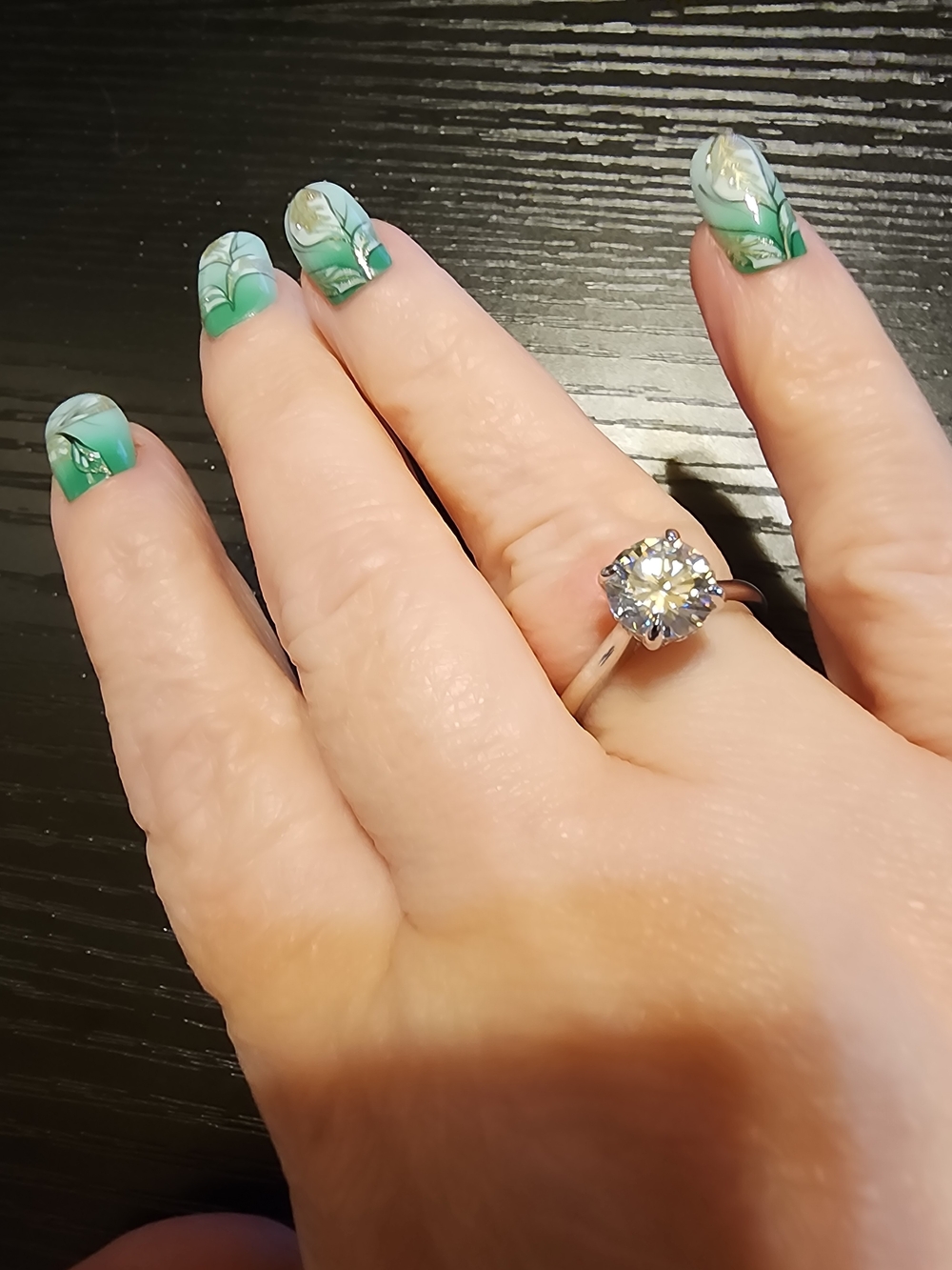 Sterling Silver Solitaire 2 Carat Moisture Stone Ring - Size 7